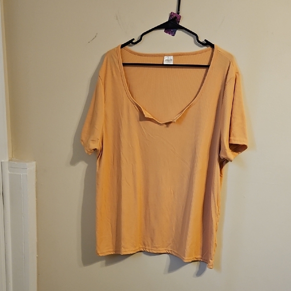 Real Essentials Tops - Real Essentials Peach V Neck Ribbed Top. In EUC